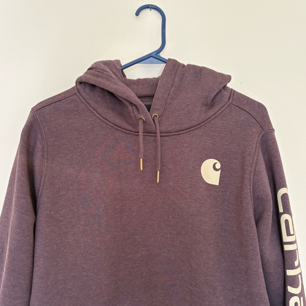CARHARTT girls RELAXED FIT HEATHER LOGO SLEEVE GRAPHIC WORK HOODIE - Picture 3 of 6